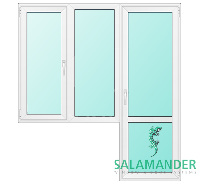 Балконный блок Salamander окна глухие + двери поворотно-откидные Балконный блок Salamander окна глухие + двери поворотно-откидные