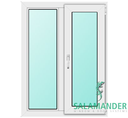 Двухстворчатое окно ПВХ Salamander поворотно-откидные + поворотные Двухстворчатое окно ПВХ Salamander поворотно-откидные + поворотные