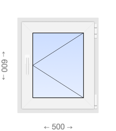 Поворотное ПВХ окно 500x600
