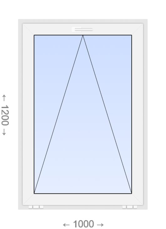 Откидное ПВХ окно 1000x1200