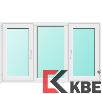 Трёхстворчатое окно ПВХ KBE Трёхстворчатое окно ПВХ KBE