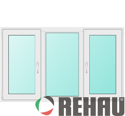 Трёхстворчатые пластиковые окна Rehau поворотные + глухие + поворотно-откидные Трёхстворчатые пластиковые окна Rehau поворотные + глухие + поворотно-откидные